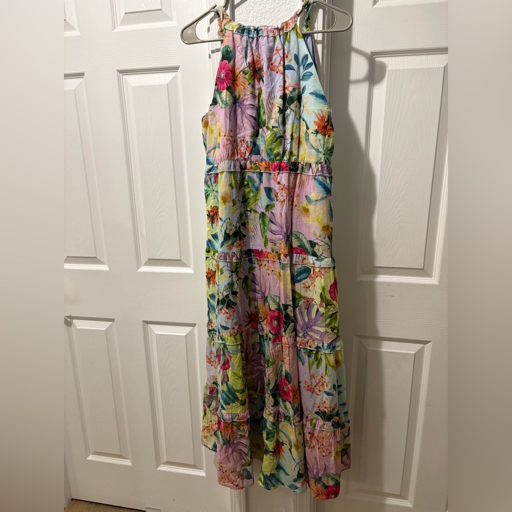 Tribal femme Tiered Floral Dress In Sea Salt. Brand new, women’s size P/S - Picture 9 of 11